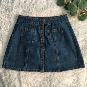 BULLHEAD BUTTON DOWN FIT FLARE DENIM JEAN SKIRT 26
